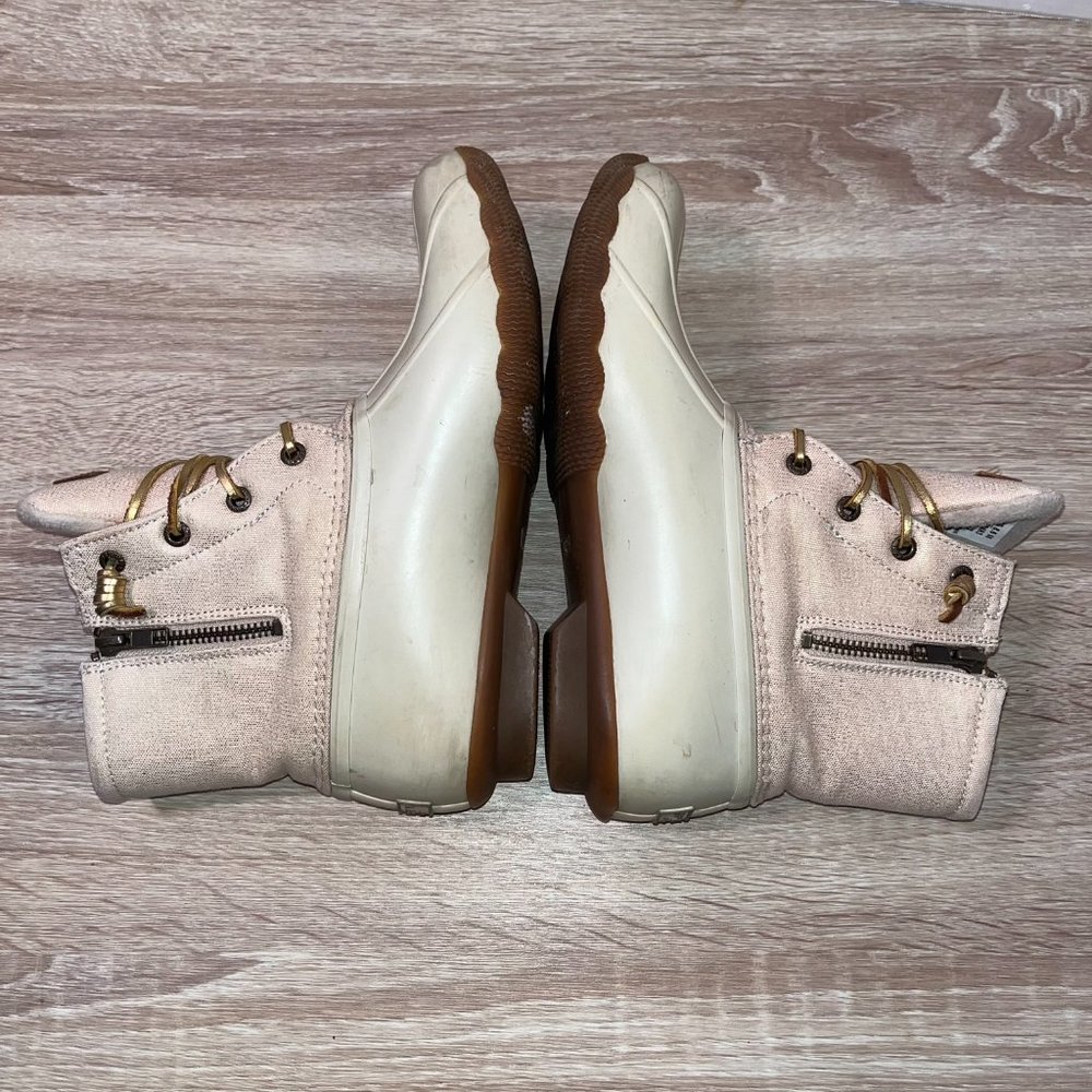 Sperry Duct Boots Women Sz 8.5 White and Gold - Picture 6 of 7